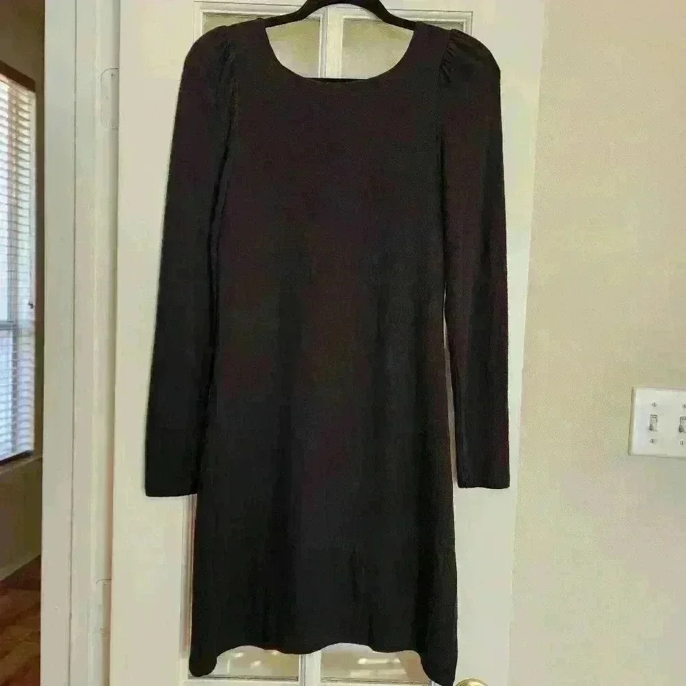 NWT Z Supply Black Knee Length Long Sleeve Knit Winter Sweater Dress Medium - Picture 3 of 12